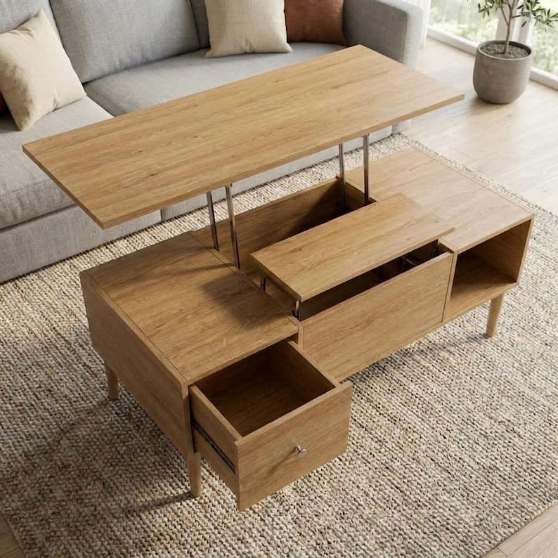 DIY DIY Lift Top Coffee Table Plans | Mid-Century Modern Storage Blueprint PDF Download Woodworking Blueprint - Step-by-Step Plan thumbnail 2