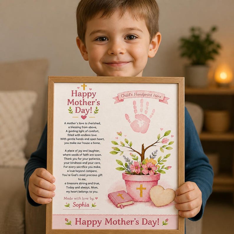 DIY Christian Mother's Day Handprint Craft | God Picked You Poem (PDF) Woodworking Blueprint - Step-by-Step Plan thumbnail 4