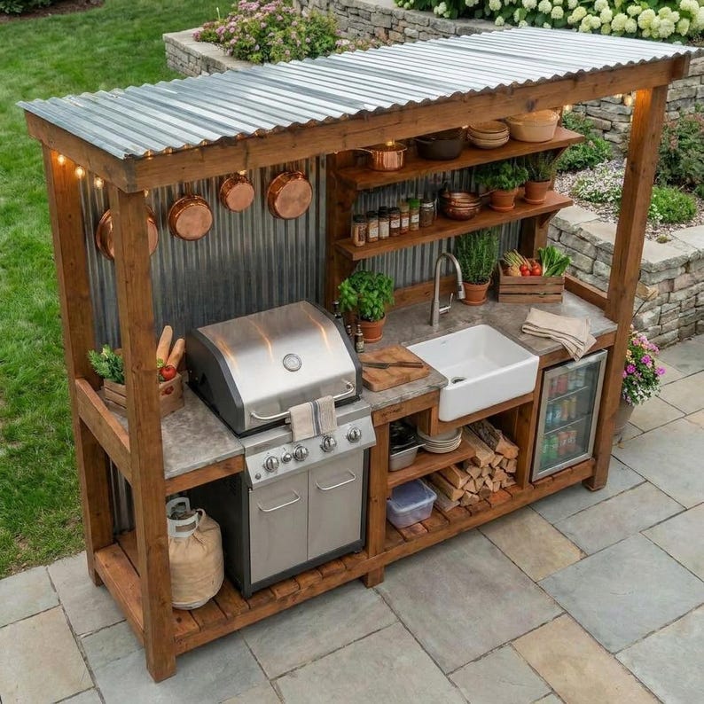 DIY Outdoor Kitchen Plans | Covered BBQ Grill Station Build (PDF Download) Woodworking Blueprint - Step-by-Step Plan thumbnail 6