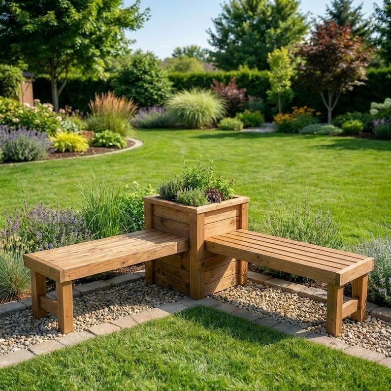 DIY L Shaped Corner Bench Plans | Built-In Planter Box Seating (PDF Download) Woodworking Blueprint - Step-by-Step Plan thumbnail 5