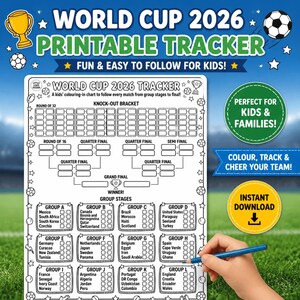 Calendario stampabile dei Mondiali 2026 per bambini / Tabellone del torneo di calcio immagine 3