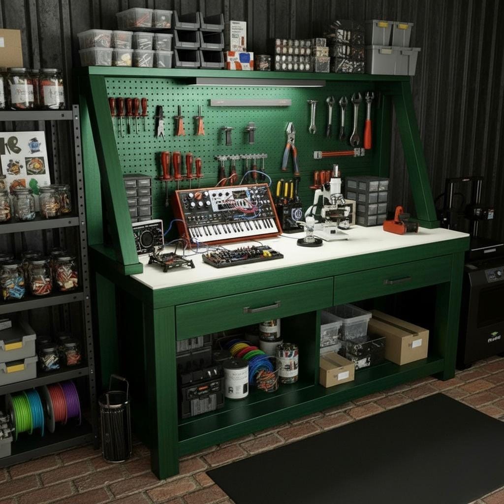 DIY Workbench Plans with Drawers & Pegboard | Garage Workshop Woodworking PDF Download