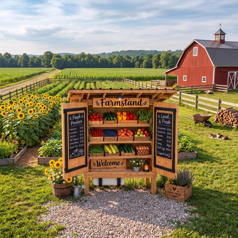 DIY DIY Farmstand Plans PDF | Wheelable Flower Cart & Bakery Stand Blueprint (Digital Download) Woodworking Blueprint - Step-by-Step Plan thumbnail 1