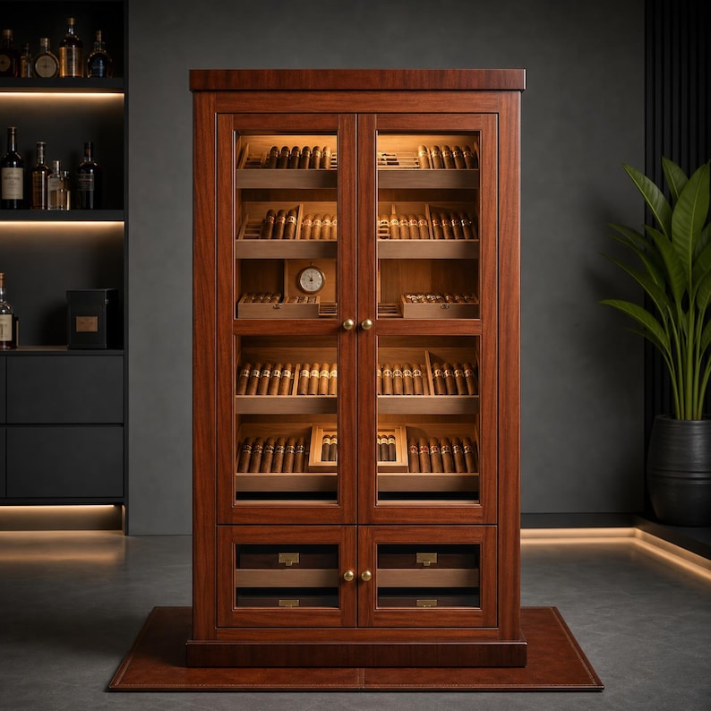 DIY Large Cigar Humidor Cabinet Plan | DIY Glass Door Display Case PDF | Woodworking Blueprint | Gift for Cigar Lovers Woodworking Blueprint - Step-by-Step Plan thumbnail 1