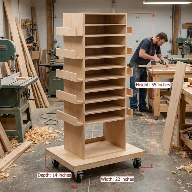 DIY DIY Rolling Tool Station Plans | Mobile Woodworking Cabinet on Wheels (PDF Download) Woodworking Blueprint - Step-by-Step Plan thumbnail 3