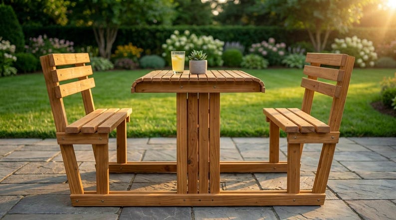 DIY DIY Picnic Table Plans | Outdoor Table with Backrest, Umbrella Hole (PDF Download) Woodworking Blueprint - Step-by-Step Plan thumbnail 5