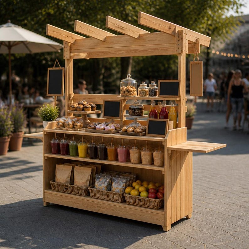 DIY Collapsible Food Cart Plans | Mobile Coffee, Charcuterie, Dessert Blueprint (PDF) Woodworking Blueprint - Step-by-Step Plan thumbnail 6