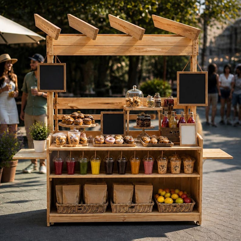 DIY Collapsible Food Cart Plans | Mobile Coffee, Charcuterie, Dessert Blueprint (PDF) Woodworking Blueprint - Step-by-Step Plan thumbnail 5