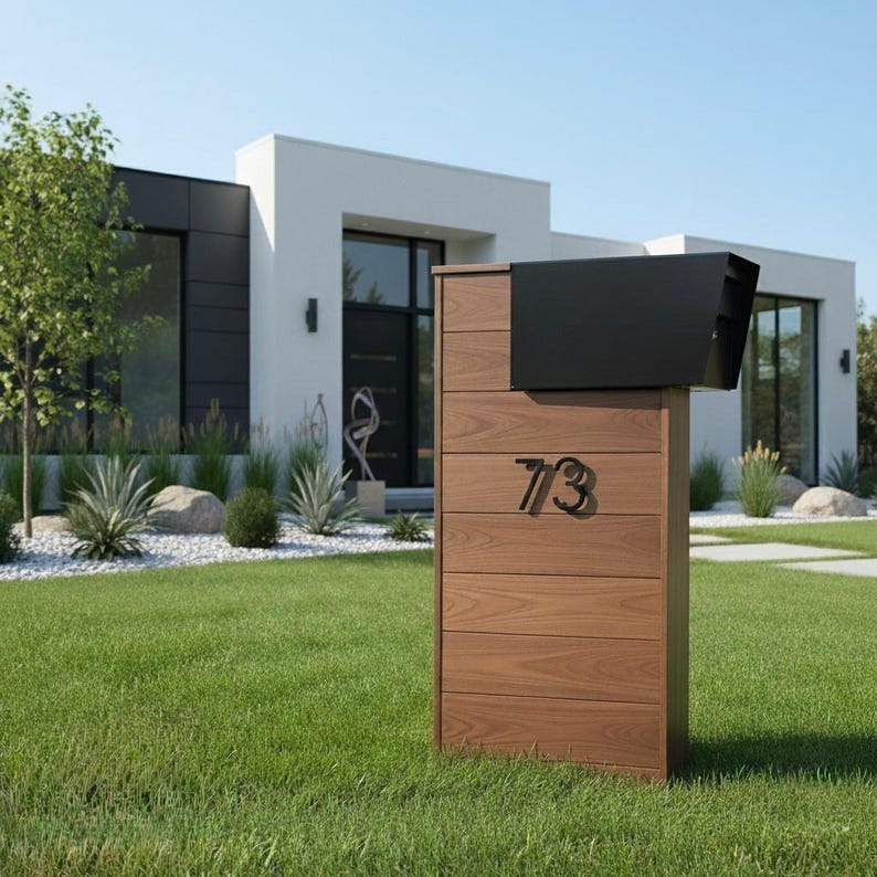 DIY Modern Mailbox Stand Plans: DIY Wooden Post with Planter (PDF Download) Woodworking Blueprint - Step-by-Step Plan thumbnail 4