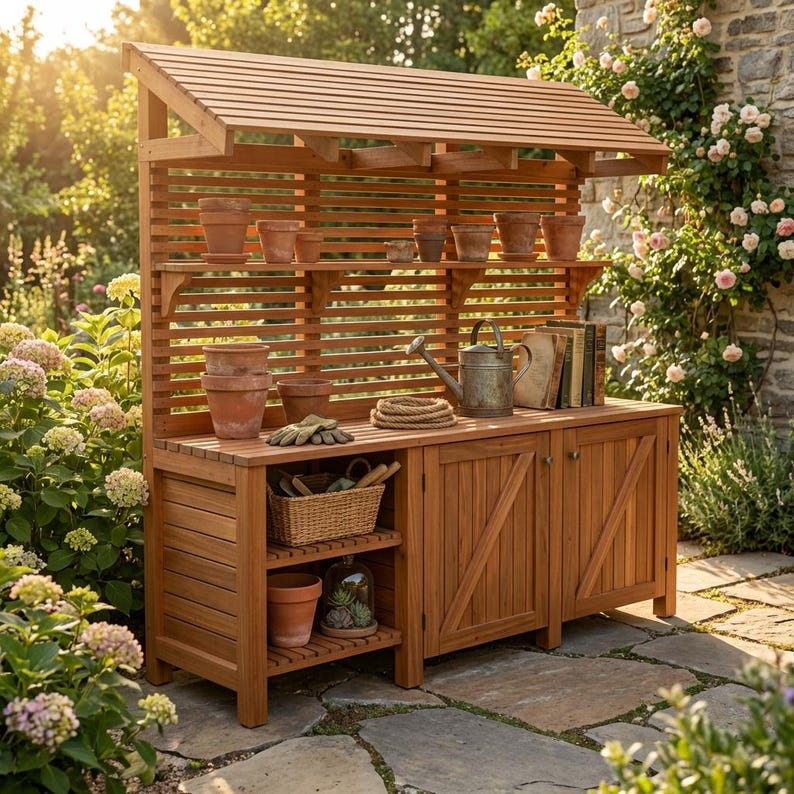 DIY DIY Potting Bench Plans with Storage | Garden Workbench Blueprint (PDF Download) Woodworking Blueprint - Step-by-Step Plan thumbnail 6