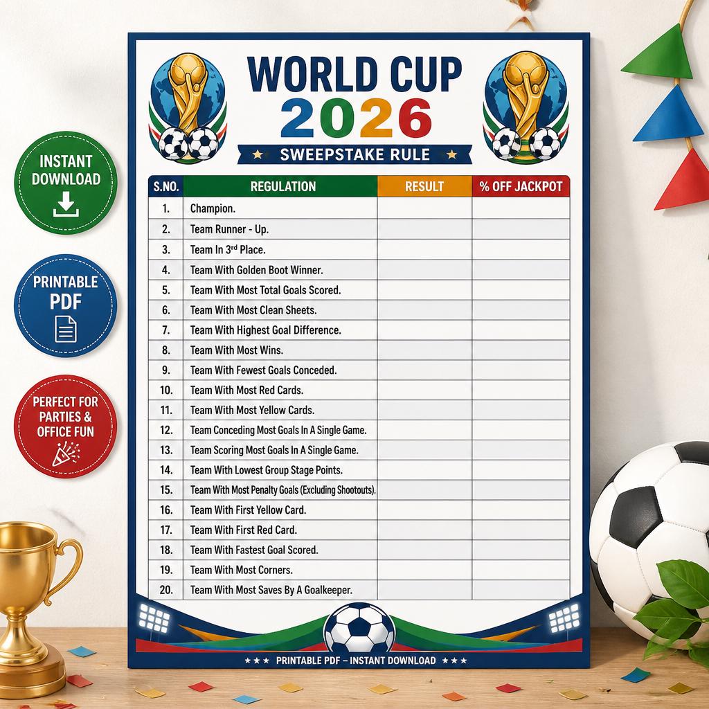 World Cup 2026 Sweepstake Kit — 3D exploded assembly view