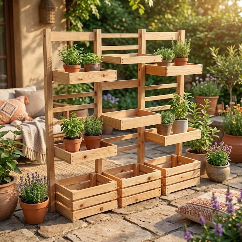 DIY Tiered Plant Stand Plans | DIY Outdoor Wooden Garden Shelf (PDF Download) Woodworking Blueprint - Step-by-Step Plan thumbnail 4
