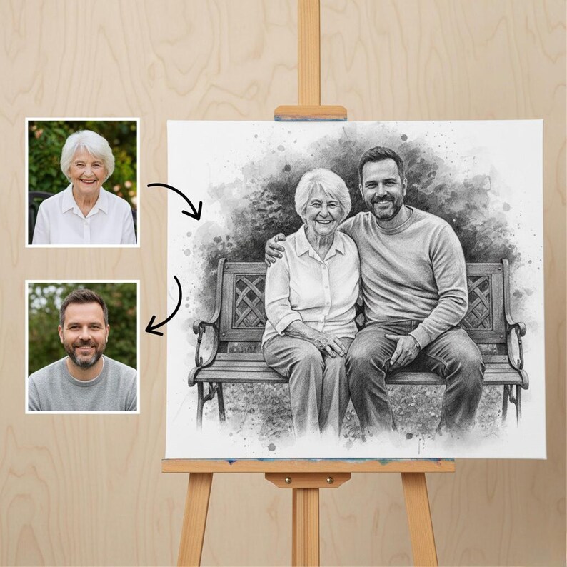 DIY Custom Memorial Portrait From Photos | Combine Loved Ones (Digital File) Woodworking Blueprint - Step-by-Step Plan thumbnail 2