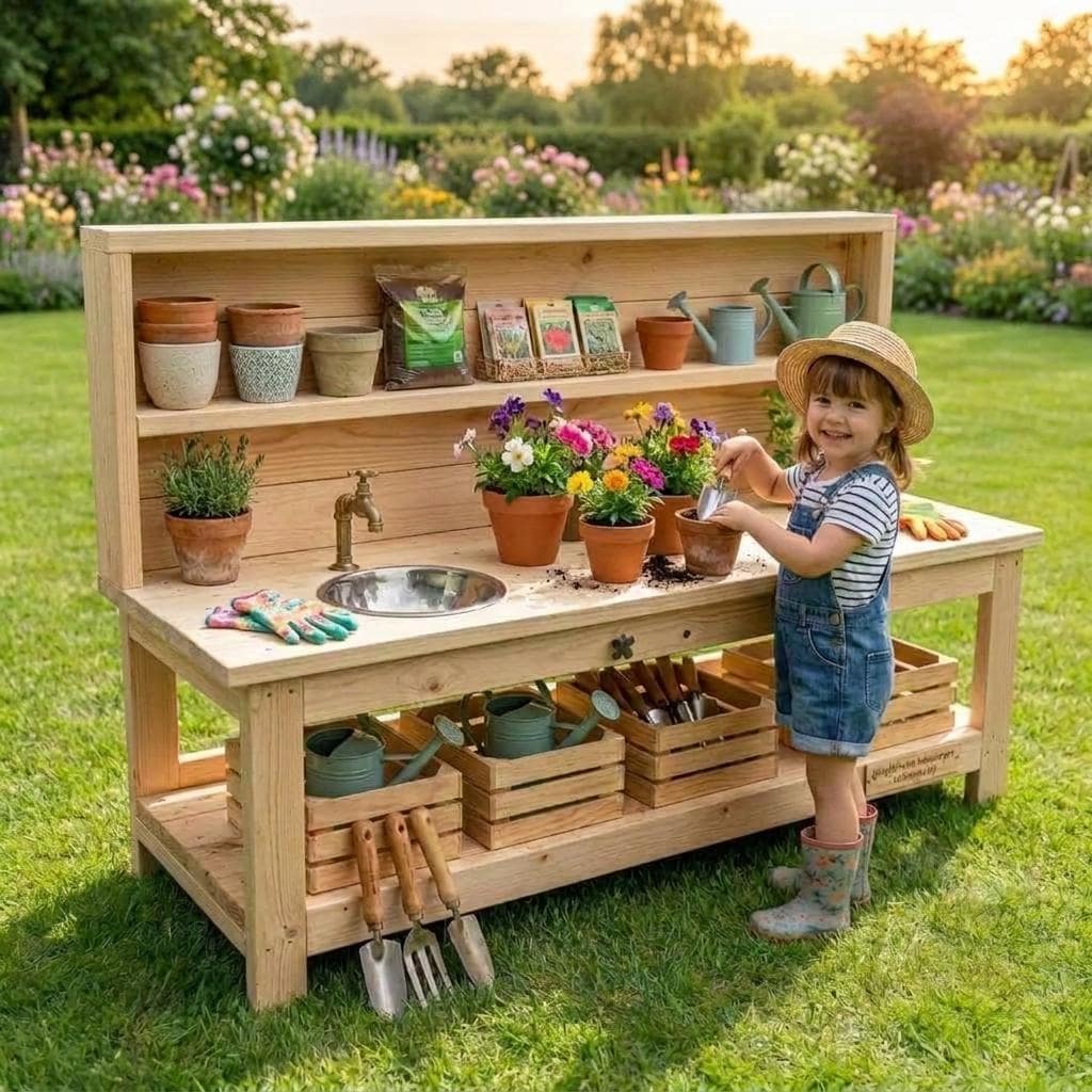 Mud Kitchen Plans PDF | Wide Outdoor Play Kitchen Blueprint for Kids | DIY Sink & Stove Build