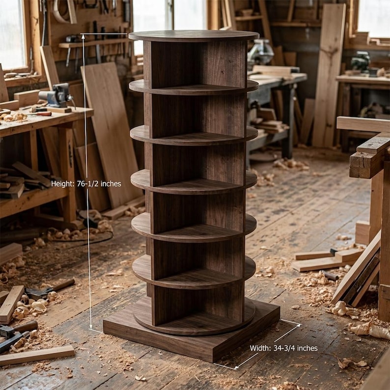 DIY DIY Rotating Shoe Rack Plans | Spinning Shoe Carousel & Tower Woodworking Blueprint PDF Woodworking Blueprint - Step-by-Step Plan thumbnail 2