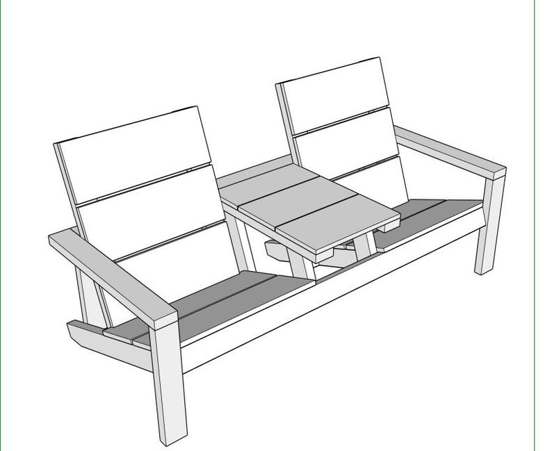 DIY Double Garden Chair Bench Plans | Adirondack Patio Seating with Table (PDF Download) Woodworking Blueprint - Step-by-Step Plan thumbnail 3