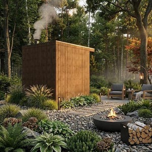 Modern Outdoor Sauna Plans | 4 Person DIY Cabin Blueprint (Instant Download) image 5