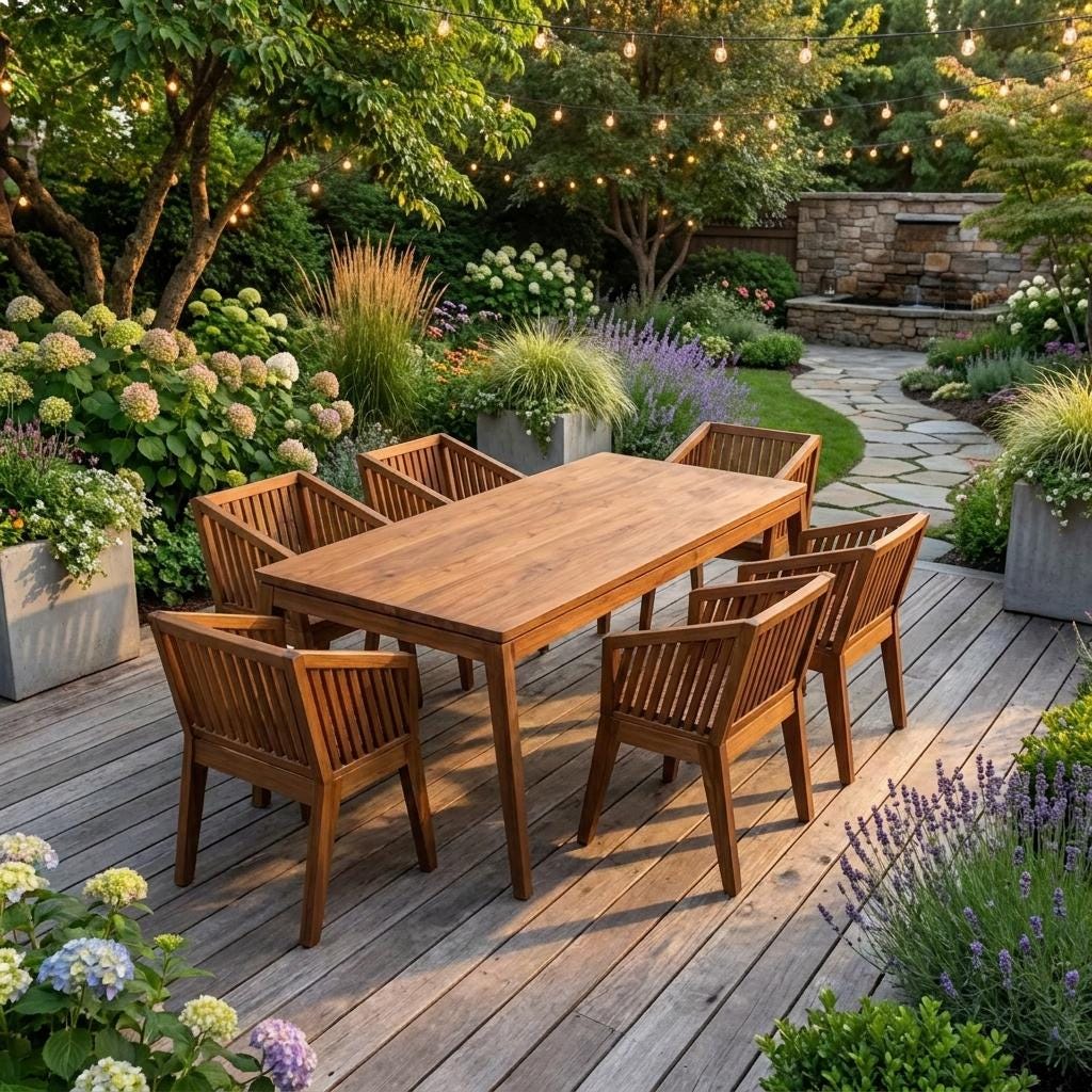Outdoor Dining Set Plans | Table and Six Chairs Woodworking Blueprint (PDF Download)