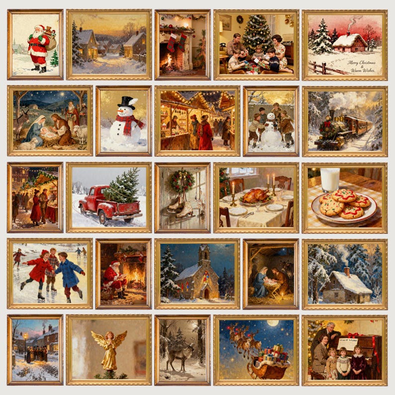 DIY Vintage Christmas Prints Bundle | 100+ Holiday Wall Art (Digital Download) Woodworking Blueprint - Step-by-Step Plan thumbnail 2