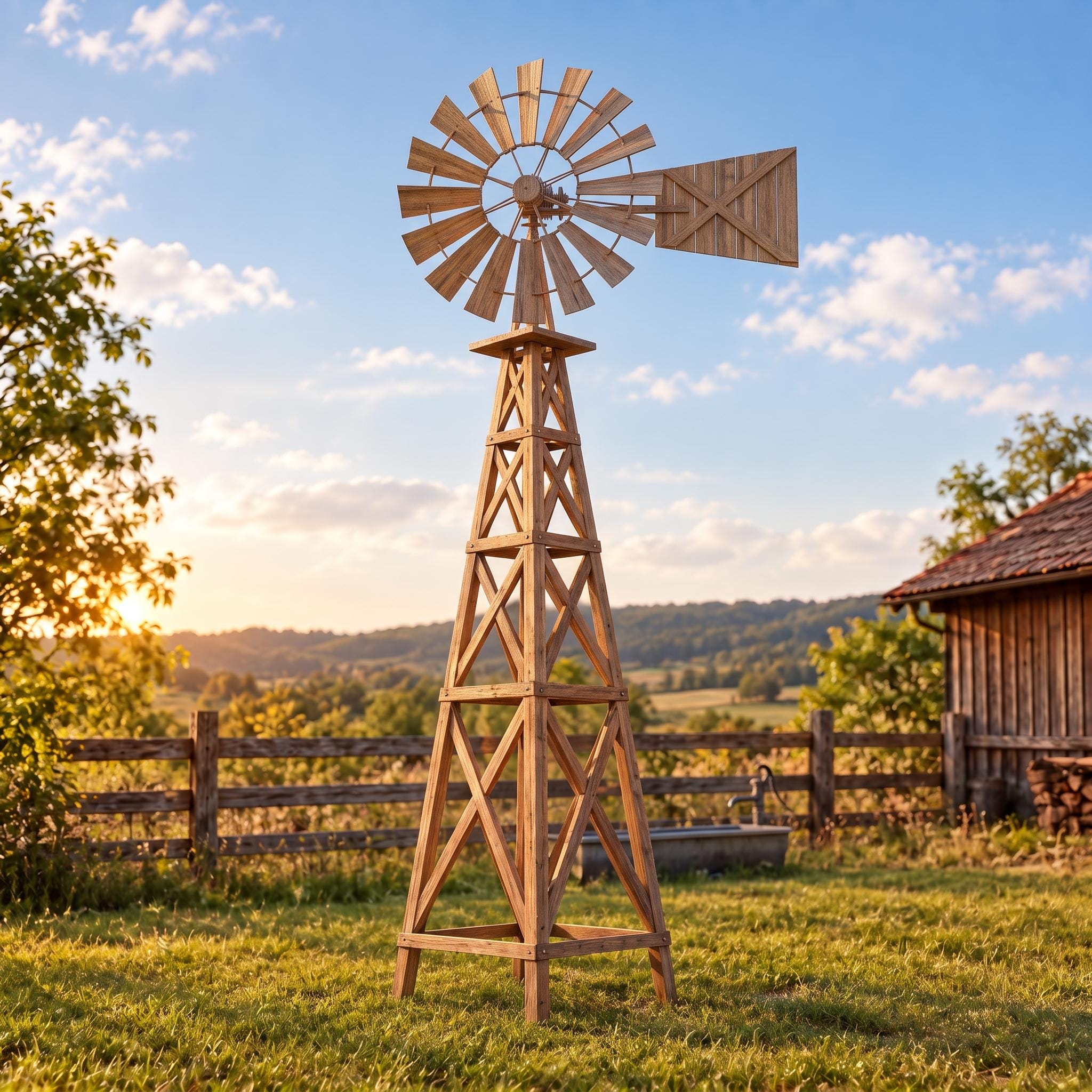 DIY 13 FT Big Wooden Windmill Head Plans, Western Farmhouse Garden Decor (Digital Download) — Material and lumber overview