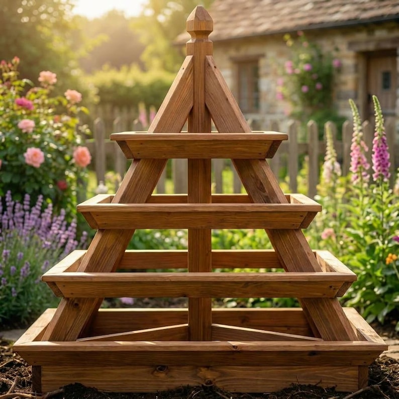 DIY DIY Pyramid Strawberry Planter Plans | Wooden Strawberry Tower PDF | 4 Tier Planter Box Blueprint | Stacked Garden Bed Woodworking Blueprint - Step-by-Step Plan thumbnail 3