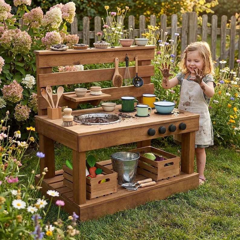 DIY Kids Mud Kitchen Woodworking Plans | Outdoor Play Station Blueprint (PDF Download) Woodworking Blueprint - Step-by-Step Plan thumbnail 3