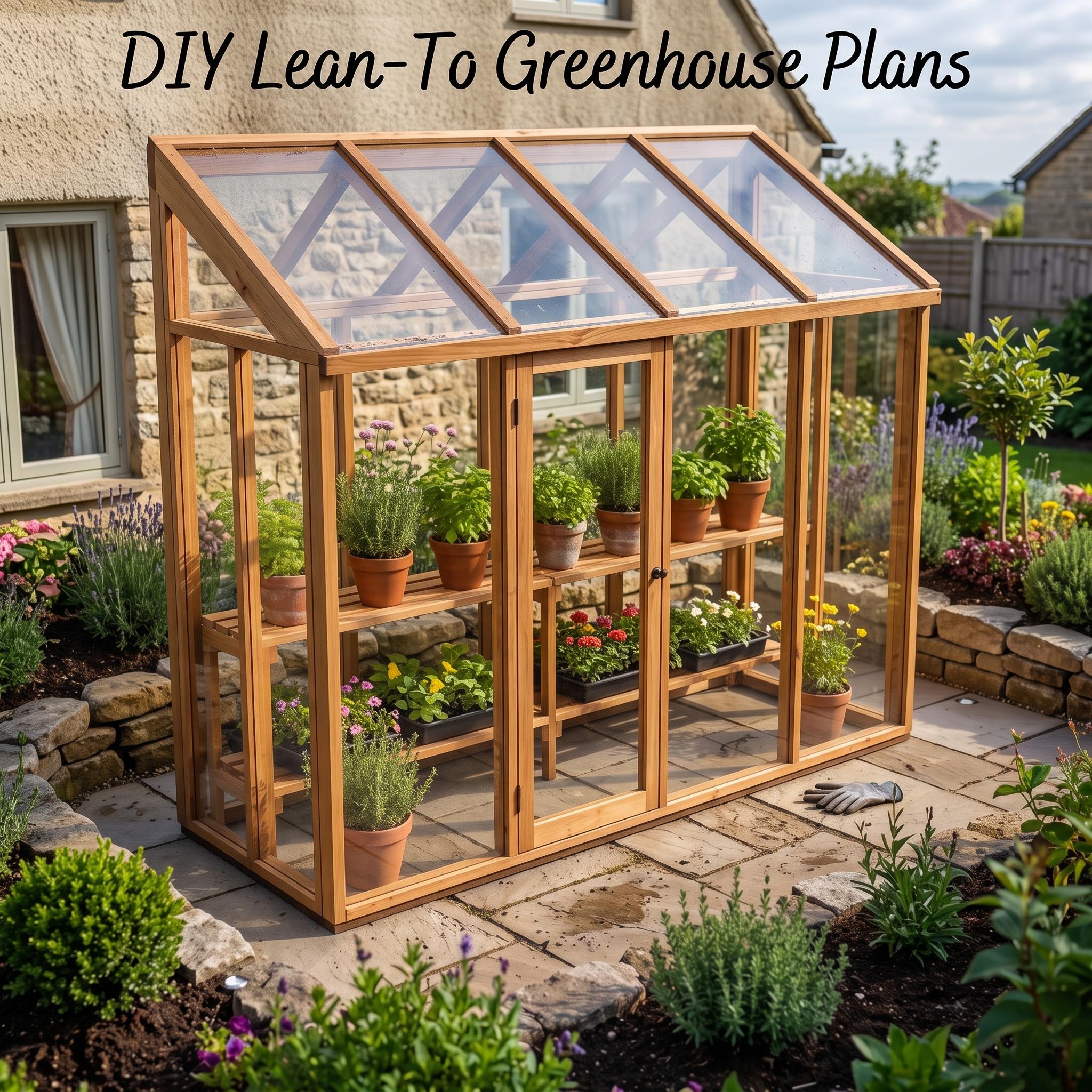 DIY Lean-To Greenhouse Plans | Wooden Attached Greenhouse Blueprint (PDF Download)