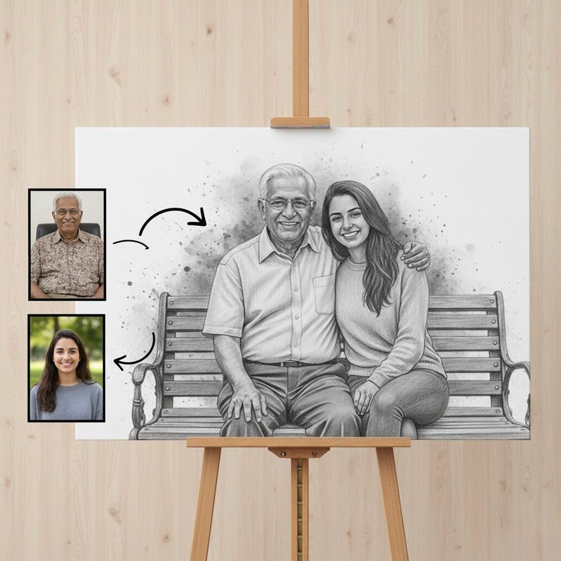 DIY Custom Memorial Portrait From Photos | Combine Loved Ones (Digital File) Woodworking Blueprint - Step-by-Step Plan thumbnail 1