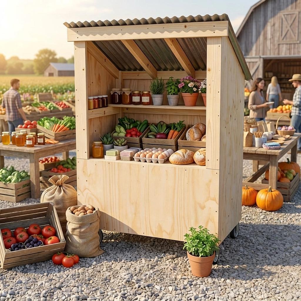 DIY Farmstand Plans PDF | Mobile Roadside Farm Stand Blueprint | Bakery Cart Flower Egg Produce Stand | Woodworking Plans