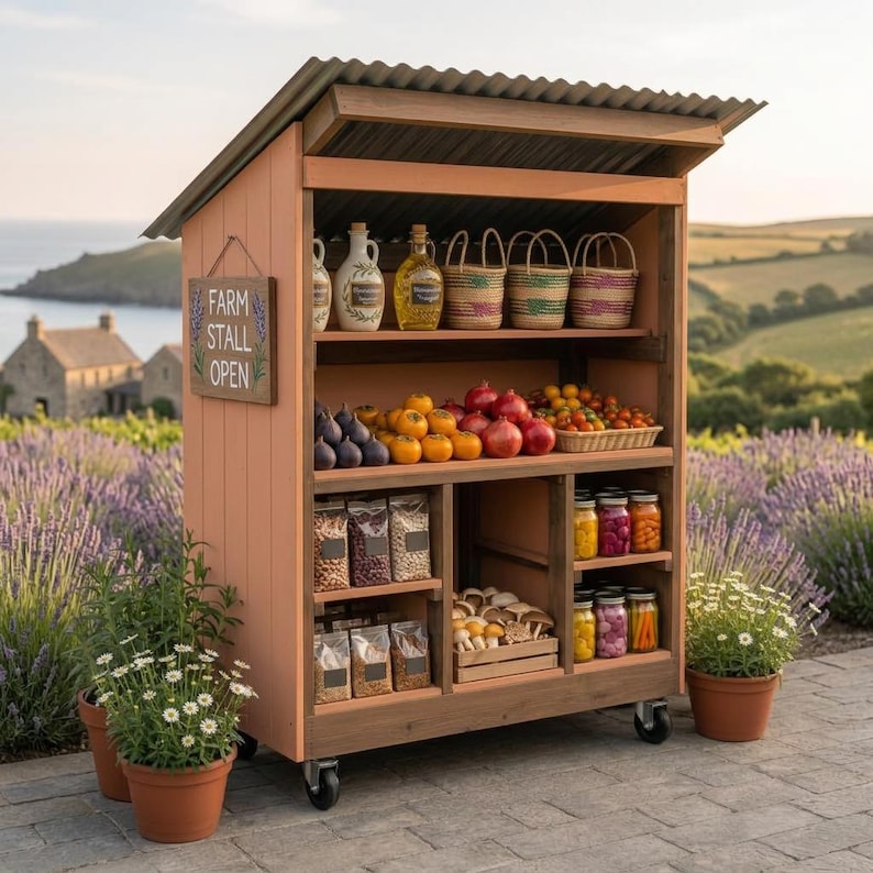 DIY DIY Farm Stand Plans | Mobile Market Cart Blueprint, Build Guide (PDF Download) Woodworking Blueprint - Step-by-Step Plan thumbnail 3