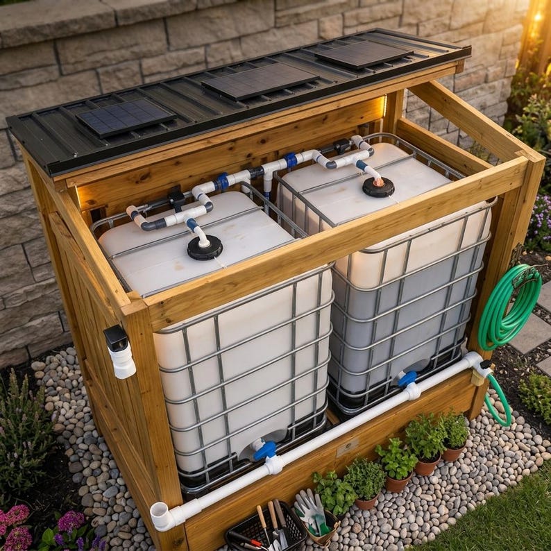 DIY DIY Rainwater Collection System Plans | IBC Tote Enclosure Blueprint (PDF Download) Woodworking Blueprint - Step-by-Step Plan thumbnail 6