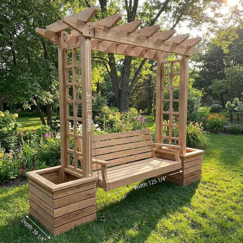 DIY Arbor Swing Plans | Pergola Roof, A-Frame Freestanding (PDF Download) Woodworking Blueprint - Step-by-Step Plan thumbnail 2