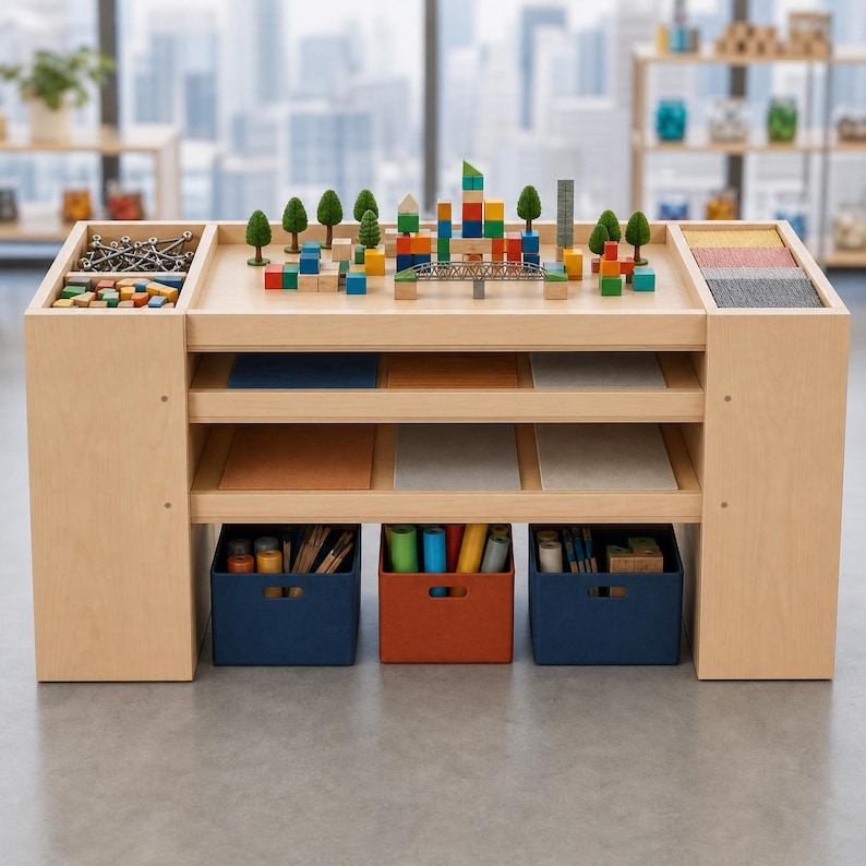 DIY DIY Building Block & Train Table Plans PDF | Kids Activity Table Blueprint | Montessori Toy Storage Build | Playroom Furniture Woodworking Blueprint - Step-by-Step Plan thumbnail 6
