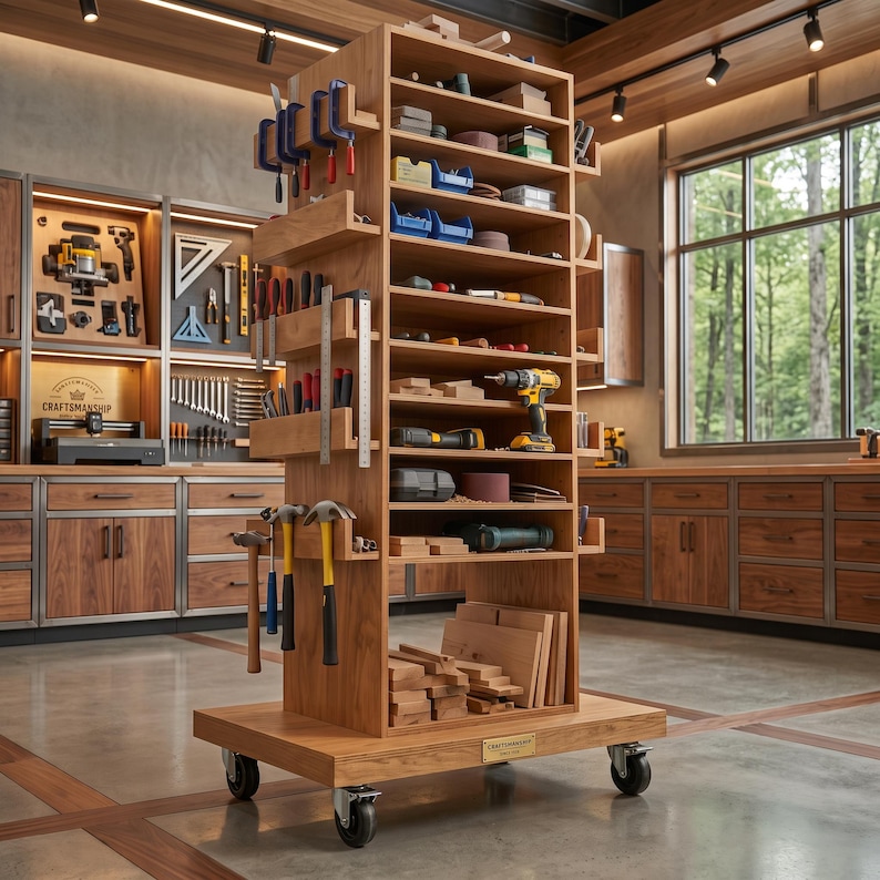 DIY DIY Rolling Tool Station Plans | Mobile Woodworking Cabinet on Wheels (PDF Download) Woodworking Blueprint - Step-by-Step Plan thumbnail 3