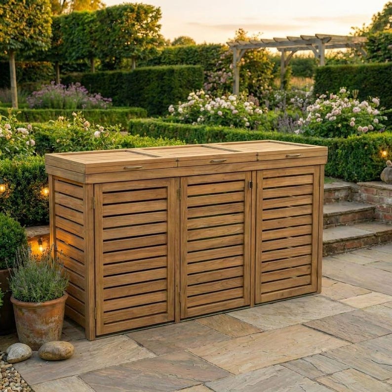DIY Triple Wheelie Bin Storage Plans | Wooden Trash Can Enclosure Blueprint (PDF Download) Woodworking Blueprint - Step-by-Step Plan thumbnail 6