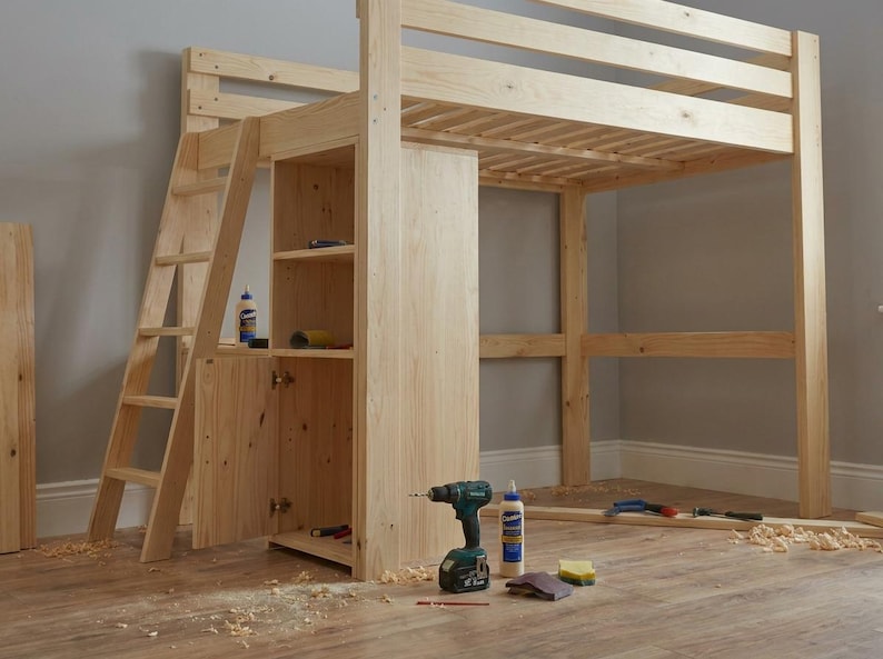 DIY DIY Full Size Loft Bed Plans | Built-In Stair Shelves & Storage Woodworking Blueprint PDF Woodworking Blueprint - Step-by-Step Plan thumbnail 6