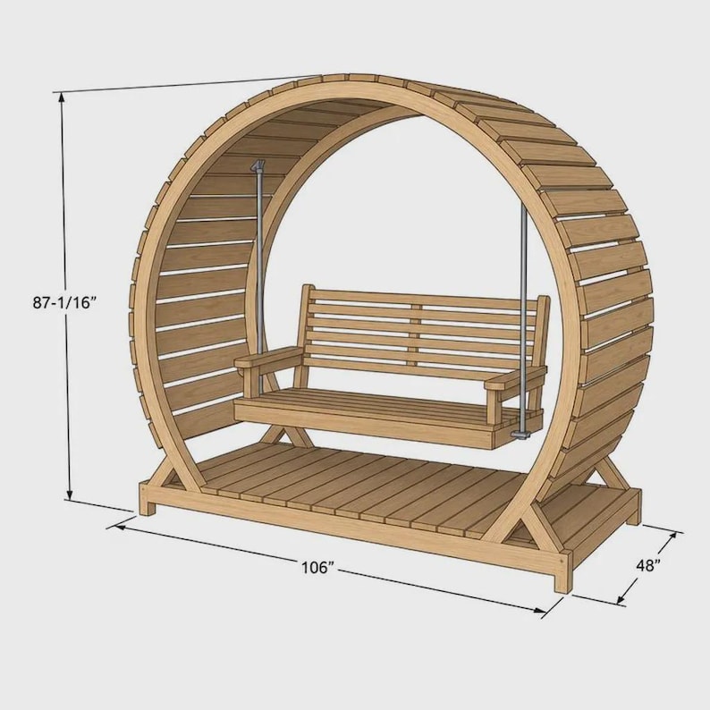 DIY DIY Circular Pergola Porch Swing Plans PDF | Freestanding Wood Canopy Swing Stand | Outdoor Arbor Bench Blueprint Woodworking Blueprint - Step-by-Step Plan thumbnail 2