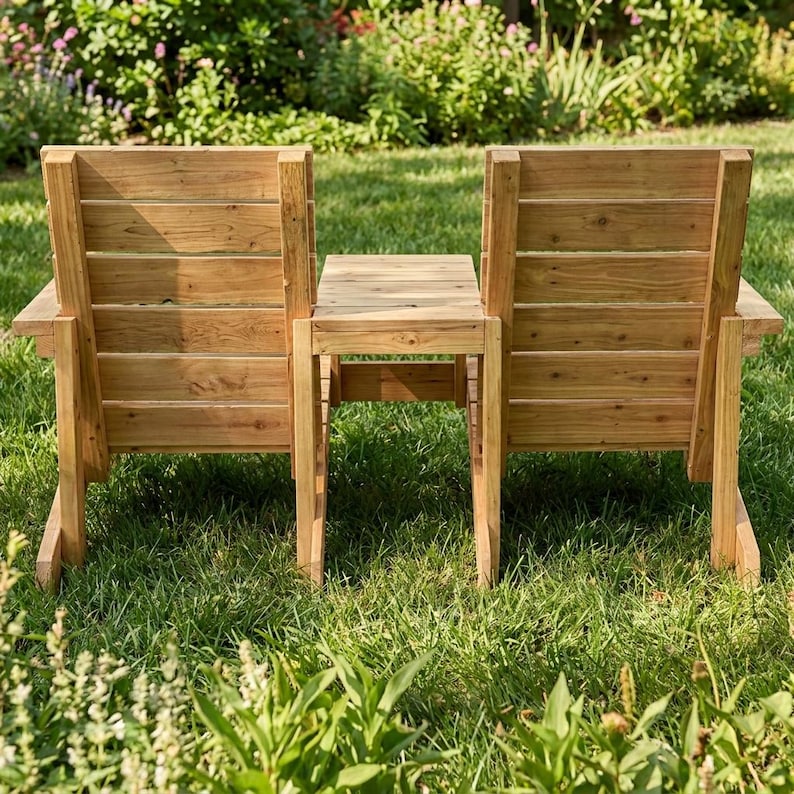 DIY Double Garden Chair Bench Plans | Adirondack Patio Seating with Table (PDF Download) Woodworking Blueprint - Step-by-Step Plan thumbnail 8