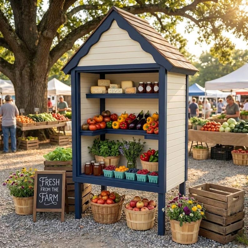 DIY DIY Farmstand Plans PDF | Roadside Mobile Market Stand Blueprint | Bakery Egg Flower Produce Stand | Woodworking Plans Woodworking Blueprint - Step-by-Step Plan thumbnail 1