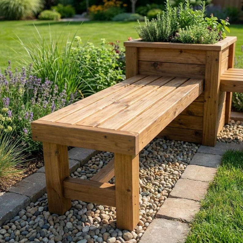 DIY L Shaped Corner Bench Plans | Built-In Planter Box Seating (PDF Download) Woodworking Blueprint - Step-by-Step Plan thumbnail 4