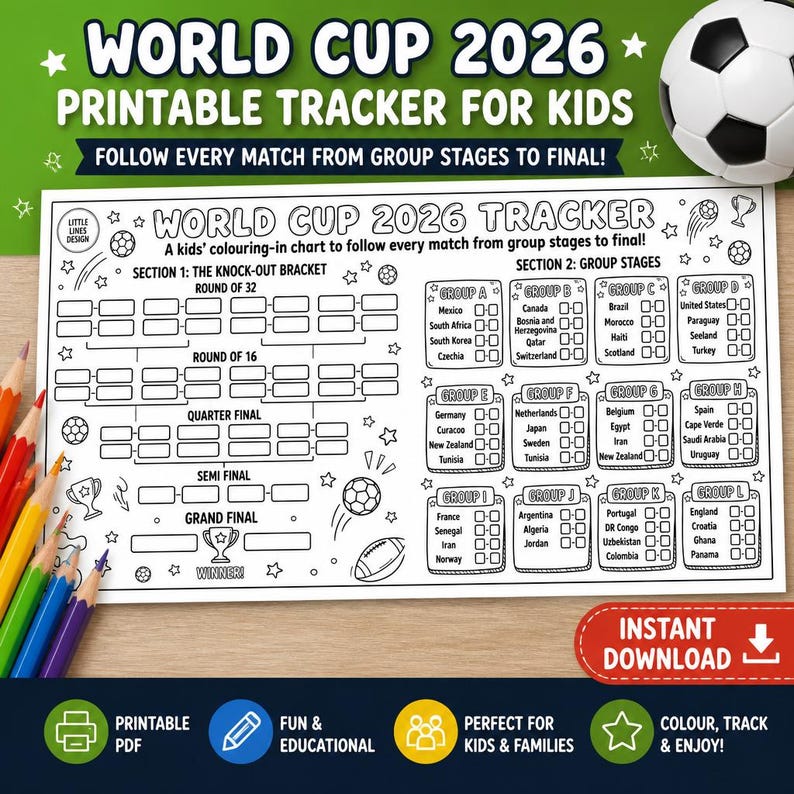 DIY World Cup 2026 Printable Tracker for Kids | Soccer & Football Tournament Bracket Chart Woodworking Blueprint - Step-by-Step Plan thumbnail 5