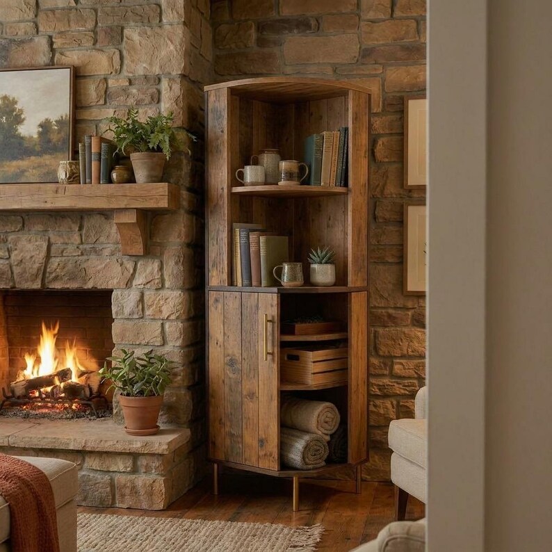 DIY Corner Bookshelf Plans PDF | Modern Freestanding Bookcase Blueprint (Digital Download) Woodworking Blueprint - Step-by-Step Plan thumbnail 3