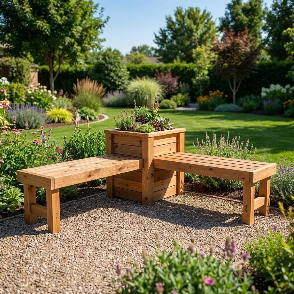 L Shaped Corner Bench Plans | Built-In Planter Box Seating (PDF Download)
