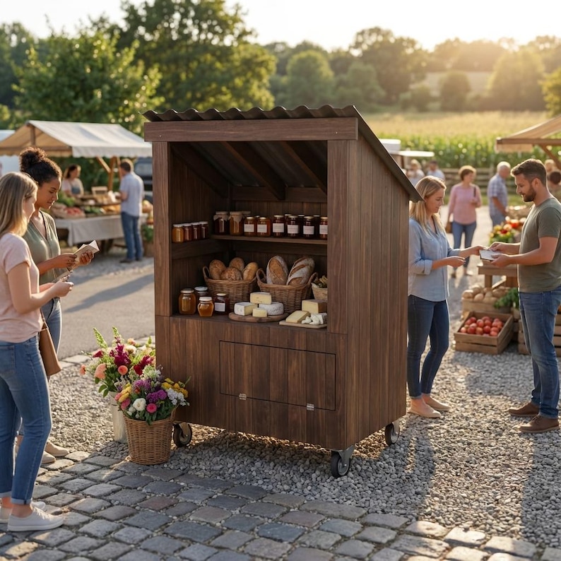 DIY DIY Farmstand Plans | Mobile Market Stall Woodworking Build Guide (PDF Download) Woodworking Blueprint - Step-by-Step Plan thumbnail 5