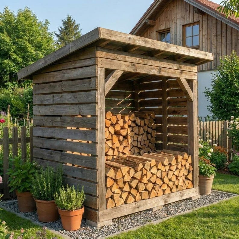 DIY Modern Firewood Shed Plan | 8x10 Lean-To Wood Storage PDF (2 Cord Capacity) Woodworking Blueprint - Step-by-Step Plan thumbnail 3