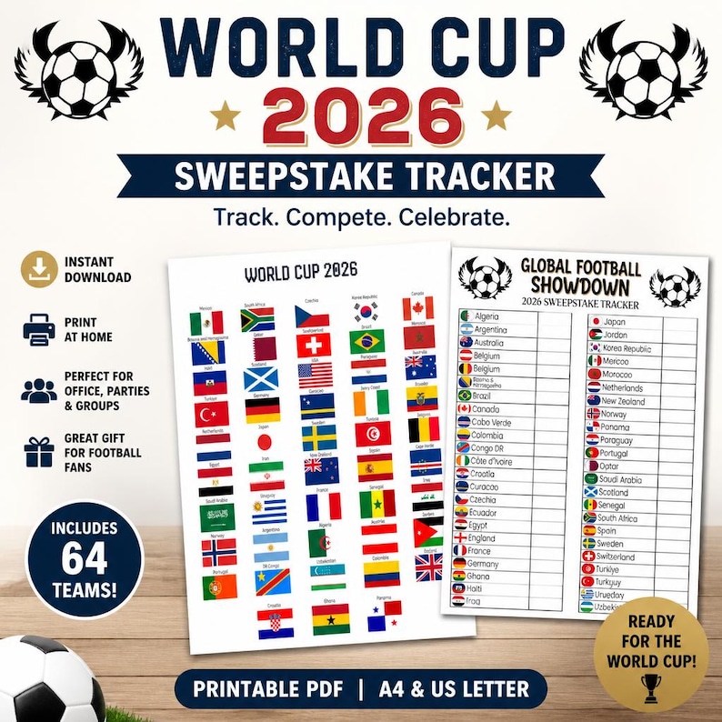 DIY World Cup 2026 Sweepstake Kit – Printable PDF | A4 & US Letter | Football Office Pool Game | Soccer Tournament Tracker | Instant Download Woodworking Blueprint - Step-by-Step Plan thumbnail 7
