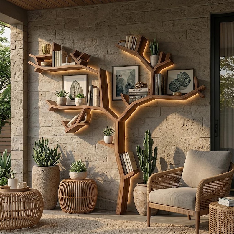 DIY DIY Tree Bookshelf & Bookcase Plans PDF | Wall Mounted Branch Library Blueprint | Nature Inspired Floating Shelf Woodworking Plan Woodworking Blueprint - Step-by-Step Plan thumbnail 1
