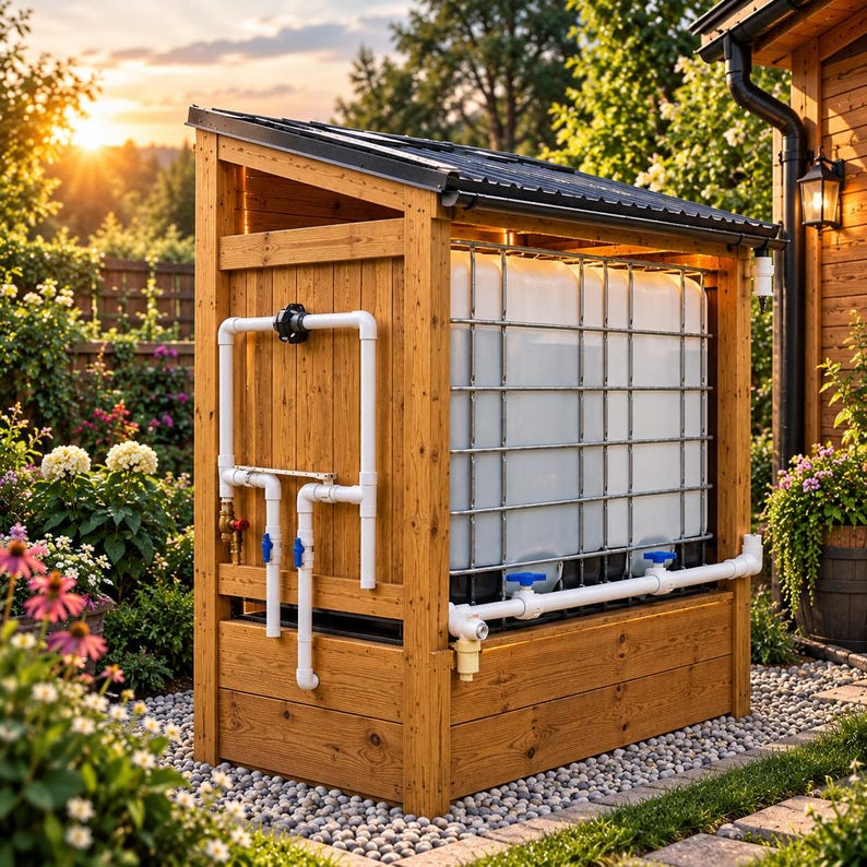 DIY DIY Rainwater Collection System Plans | IBC Tote Enclosure Blueprint (PDF Download) Woodworking Blueprint - Step-by-Step Plan thumbnail 4