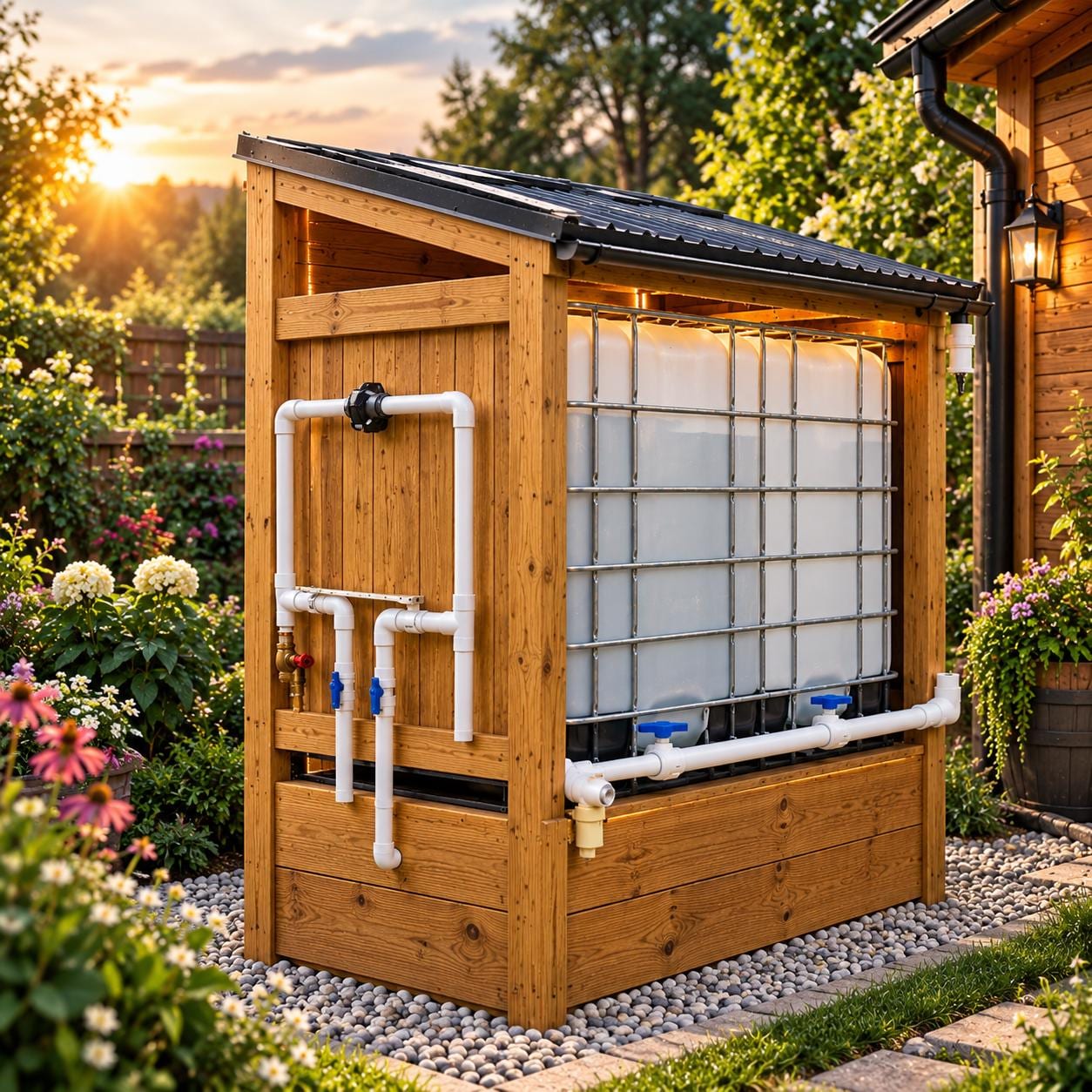 DIY Rainwater Collection System Plans | IBC Tote Enclosure Blueprint (PDF Download) — Cut list and material detail