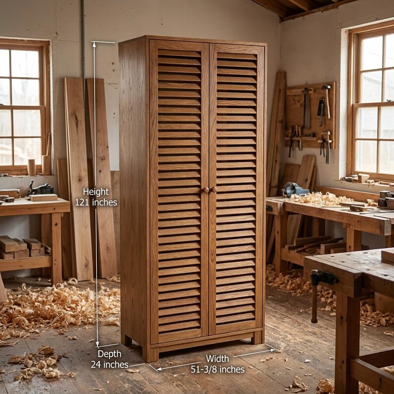 DIY Tall Outdoor Storage Cabinet Plans | Garden Tool Shed Blueprint (PDF Download) Woodworking Blueprint - Step-by-Step Plan thumbnail 2